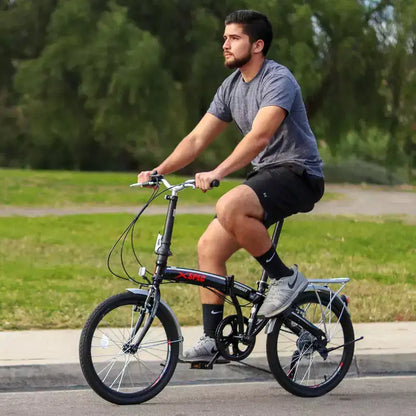 Xspec 20 7 Speed Folding Compact City Commuter Bike, Black (NOT Electric)