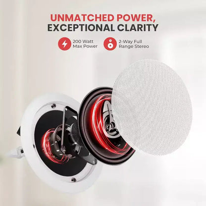 Pyle 6.5 Altoparlanti da Soffitto Bluetooth (Confezione da 4) - PDICBT266
