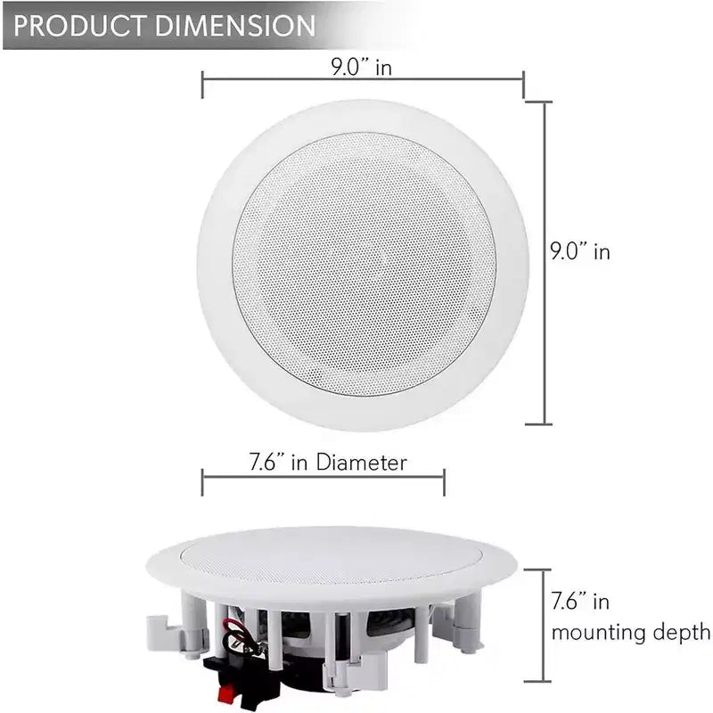 Pyle 6.5 Bluetooth Ceiling/Wall Speakers - 2-Way Flush Mount Home Speaker Pair, 200W
