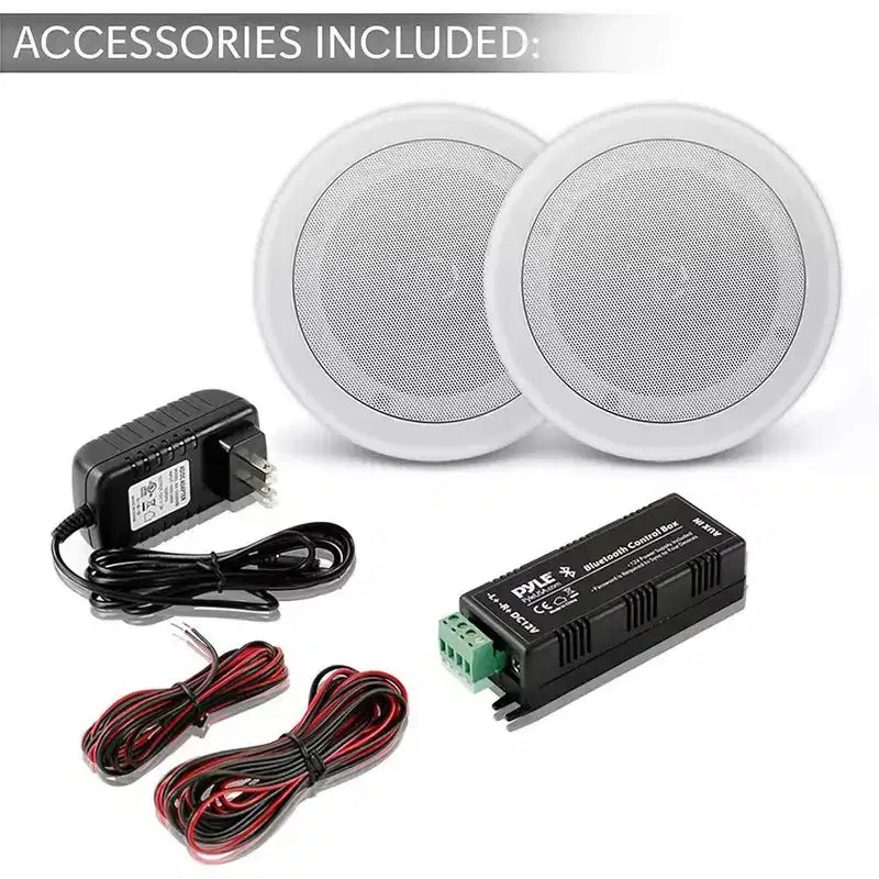 Pyle 6.5 Bluetooth Ceiling/Wall Speakers - 2-Way Flush Mount Home Speaker Pair, 200W