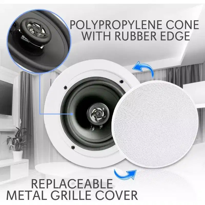 Pyle 8'' Bluetooth Ceiling/Wall Speakers, 2-Way Flush Mount, 250W (PDICBT852RD)