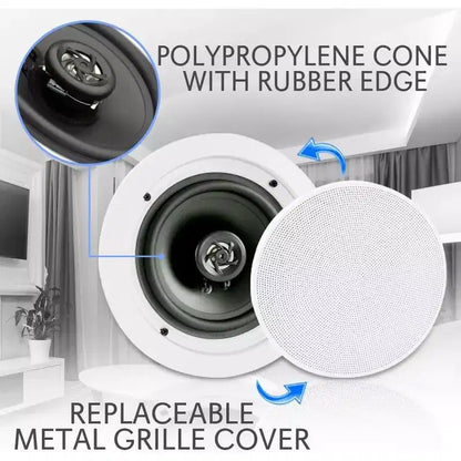 Pyle 8'' Bluetooth Ceiling/Wall Speakers, 2-Way Flush Mount, 250W (PDICBT852RD)