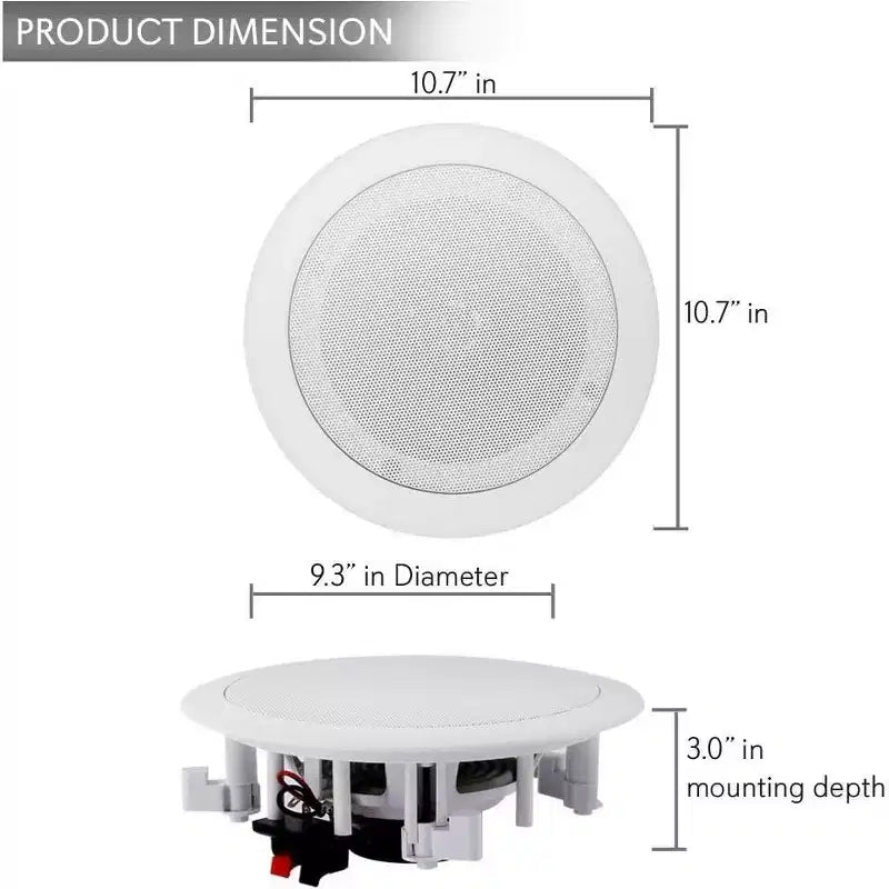 Pyle 8'' Bluetooth Ceiling/Wall Speakers, 2-Way Flush Mount, 250W (PDICBT852RD)