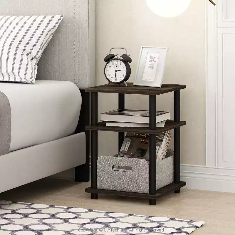 Furinno Scaffale a 3 Ripiani Multi-funzione di Facile Montaggio, Scaffali Aperti, Tavolino d'Appoggio per Divano, Comodino per Soggiorno e Camera da Letto