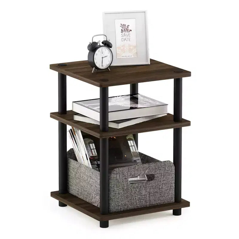Furinno Scaffale a 3 Ripiani Multi-funzione di Facile Montaggio, Scaffali Aperti, Tavolino d'Appoggio per Divano, Comodino per Soggiorno e Camera da Letto
