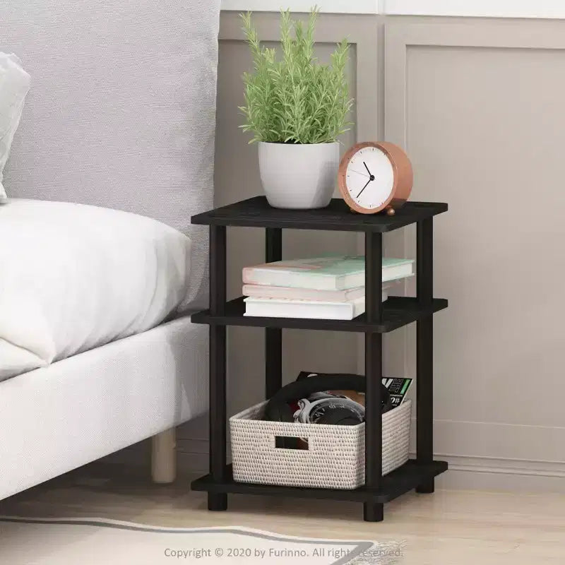 Furinno Scaffale a 3 Ripiani Multi-funzione di Facile Montaggio, Scaffali Aperti, Tavolino d'Appoggio per Divano, Comodino per Soggiorno e Camera da Letto