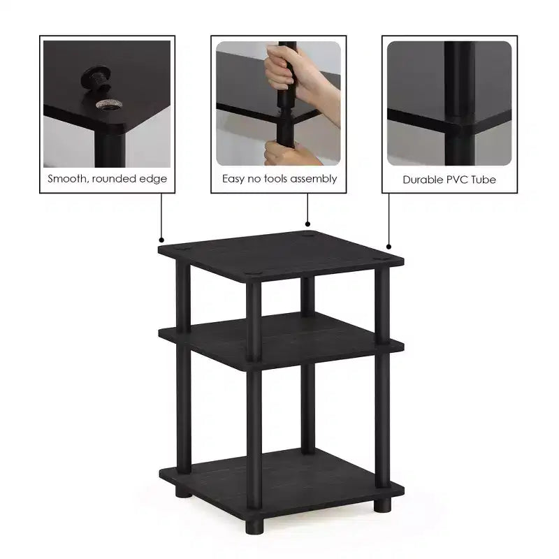 Furinno Scaffale a 3 Ripiani Multi-funzione di Facile Montaggio, Scaffali Aperti, Tavolino d'Appoggio per Divano, Comodino per Soggiorno e Camera da Letto
