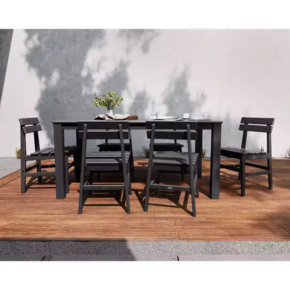 Set da pranzo da esterno POLYWOOD 7 pezzi con sedie Modern Studio Plaza e tavolo Parsons