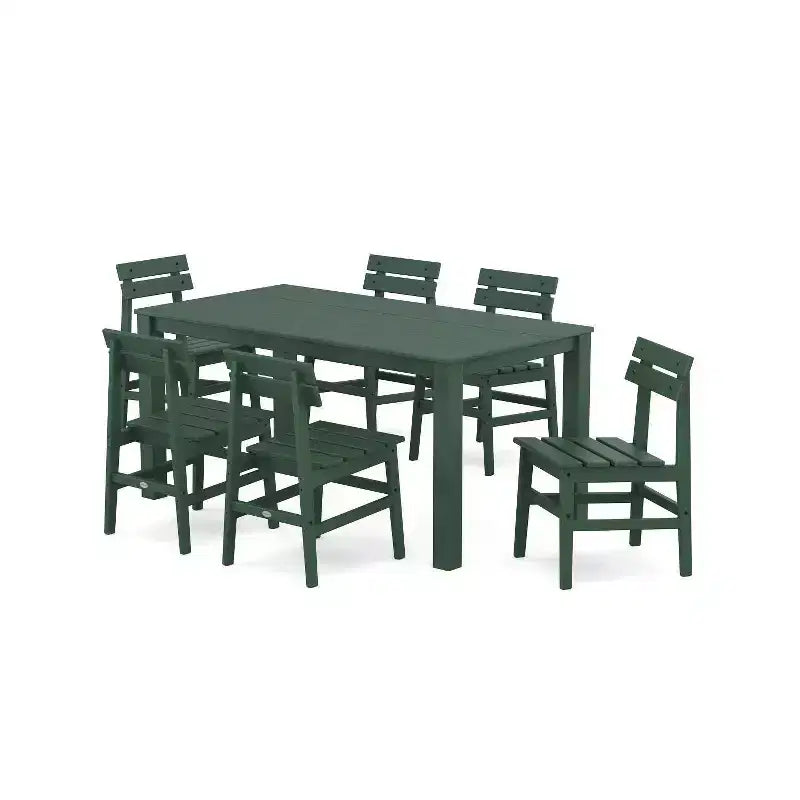 Set da pranzo da esterno POLYWOOD 7 pezzi con sedie Modern Studio Plaza e tavolo Parsons