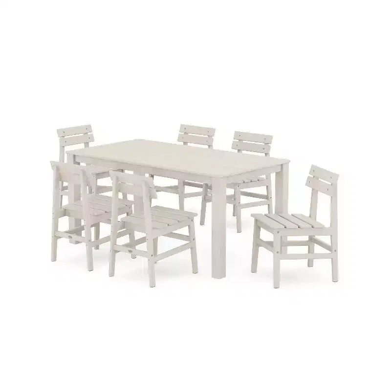 Set da pranzo da esterno POLYWOOD 7 pezzi con sedie Modern Studio Plaza e tavolo Parsons