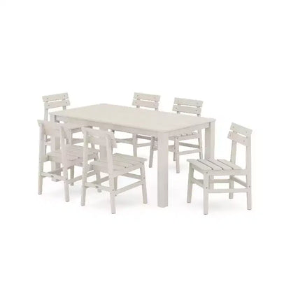 Set da pranzo da esterno POLYWOOD 7 pezzi con sedie Modern Studio Plaza e tavolo Parsons