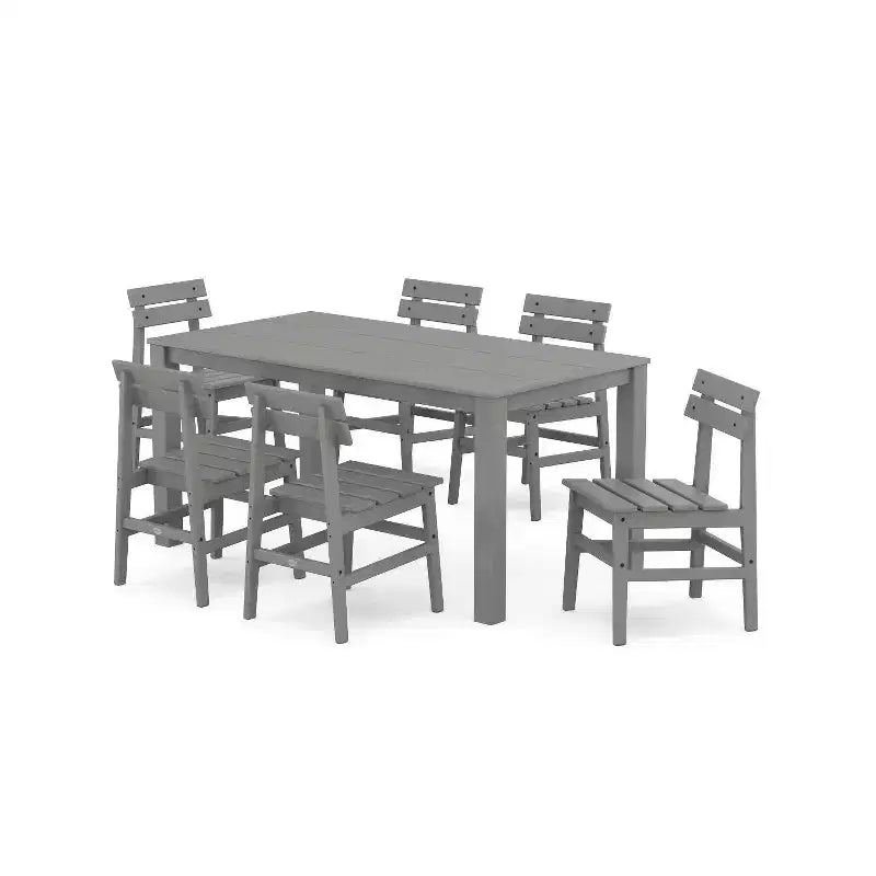 Set da pranzo da esterno POLYWOOD 7 pezzi con sedie Modern Studio Plaza e tavolo Parsons