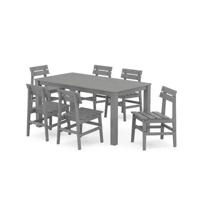 Set da pranzo da esterno POLYWOOD 7 pezzi con sedie Modern Studio Plaza e tavolo Parsons