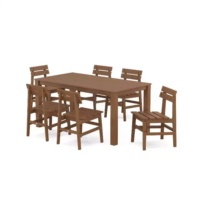 Set da pranzo da esterno POLYWOOD 7 pezzi con sedie Modern Studio Plaza e tavolo Parsons