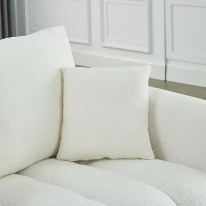 3-seater Upholstered Sofa Couch, Teddy Fabric Sofa with 3 Back Pillows 4M -ModernLuxe