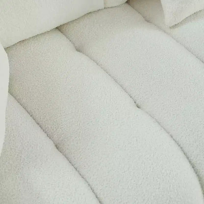 3-seater Upholstered Sofa Couch, Teddy Fabric Sofa with 3 Back Pillows 4M -ModernLuxe