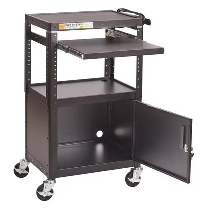 ECR4Kids Mobile AV Presentation Media Cart Stand with Storage Box, Technology Trolley, Black