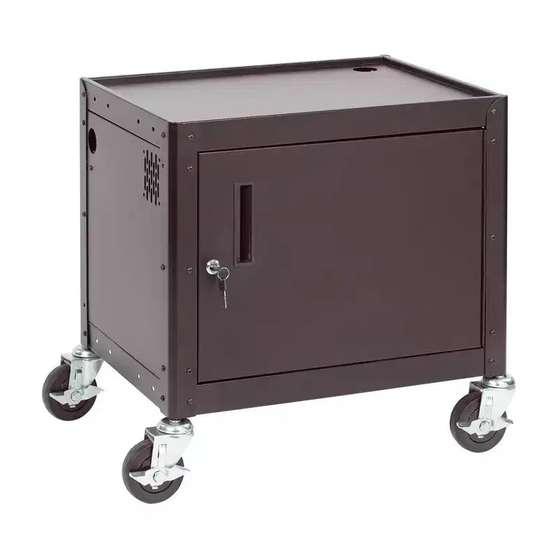 Carrello AV mobile ECR4Kids con scatola portaoggetti, carrello per tecnologia, nero