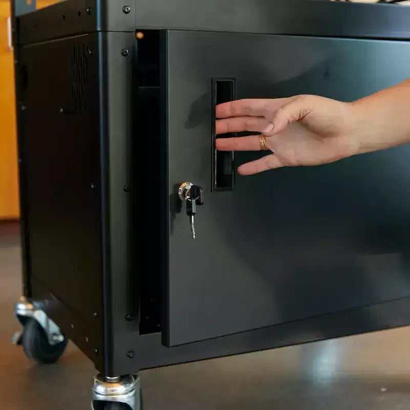 Carrello AV mobile ECR4Kids con scatola portaoggetti, carrello per tecnologia, nero