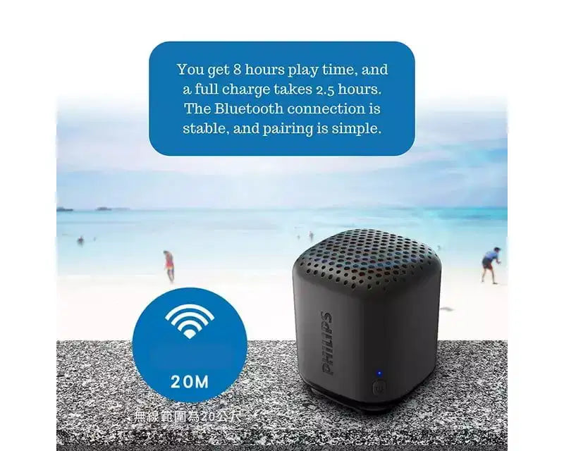 Diffusore Bluetooth PHILIPS resistente all'acqua, design compatto, microfono integrato