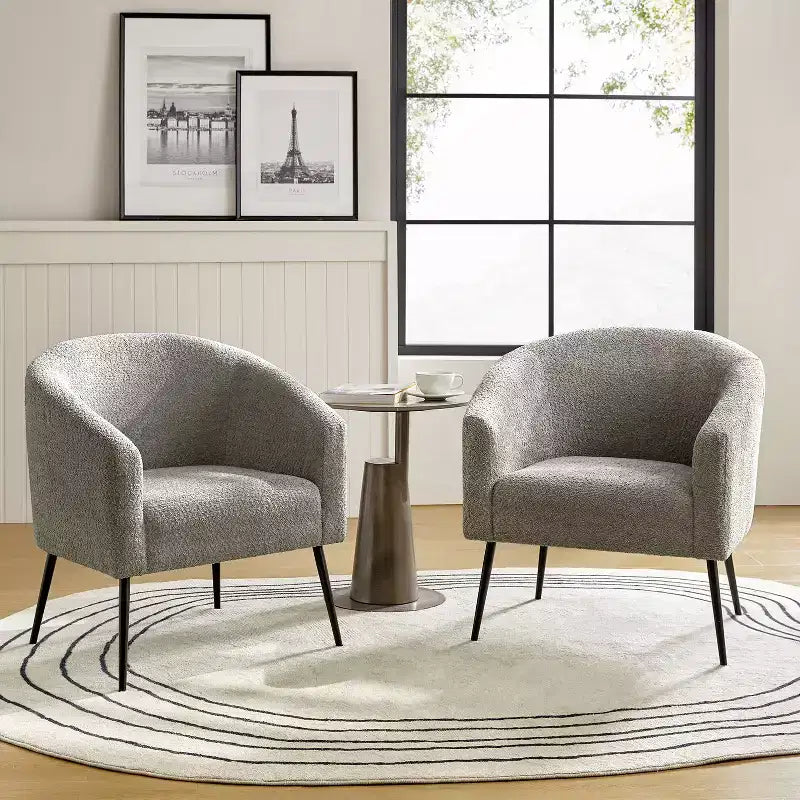 Guy Modern Boucle Armchair Set of 2 with metal leg ART OF LIVING DESIGNS