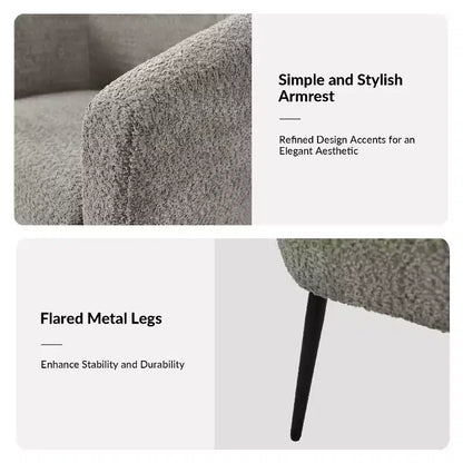 Guy Modern Boucle Armchair Set of 2 with metal leg ART OF LIVING DESIGNS