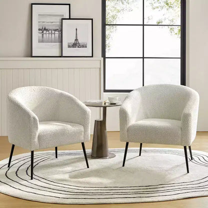 Guy Modern Boucle Armchair Set of 2 with metal leg ART OF LIVING DESIGNS