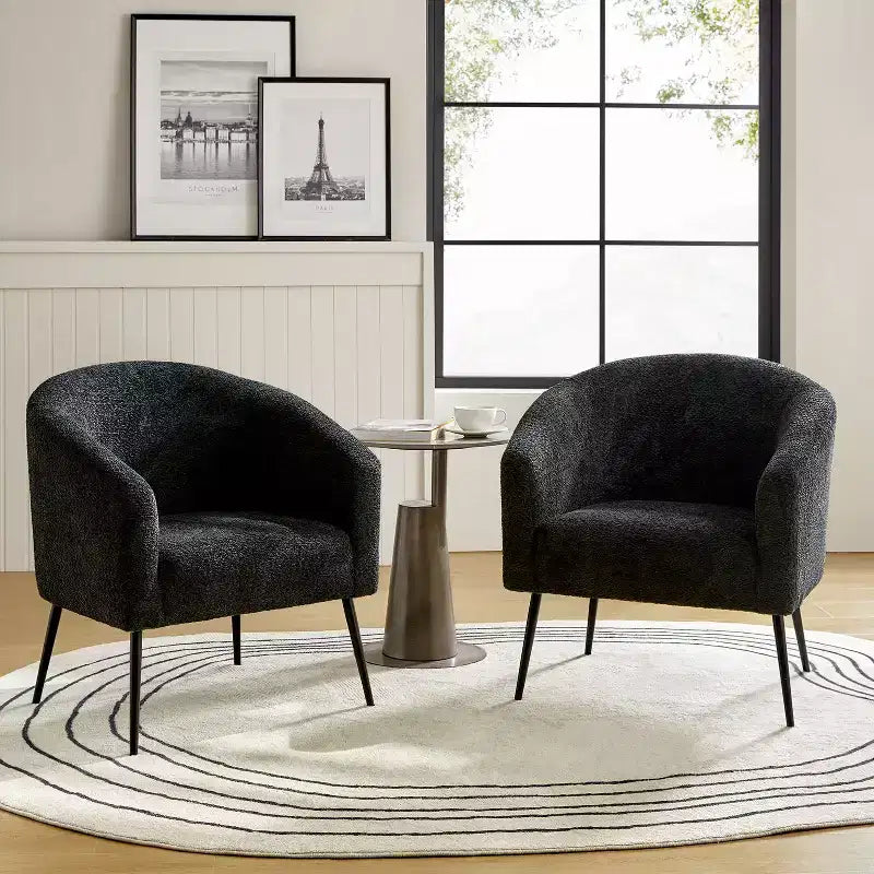 Guy Modern Boucle Armchair Set of 2 with metal leg ART OF LIVING DESIGNS