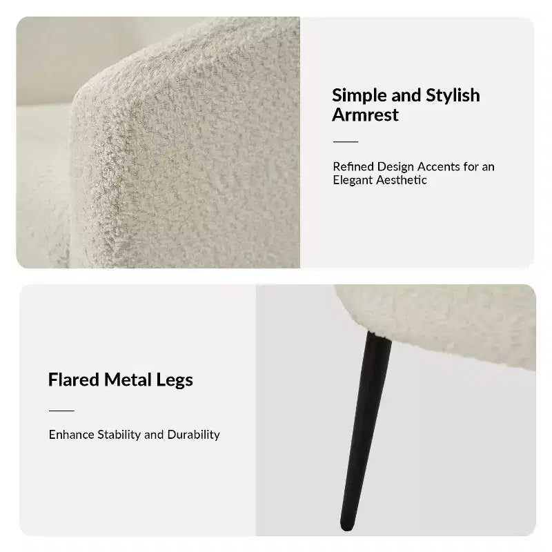 Guy Modern Boucle Armchair Set of 2 with metal leg ART OF LIVING DESIGNS