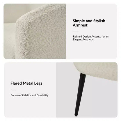Guy Modern Boucle Armchair Set of 2 with metal leg ART OF LIVING DESIGNS