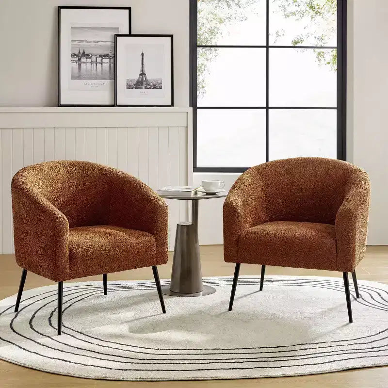 Guy Modern Boucle Armchair Set of 2 with metal leg ART OF LIVING DESIGNS