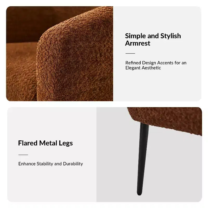 Guy Modern Boucle Armchair Set of 2 with metal leg ART OF LIVING DESIGNS
