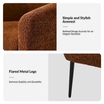 Guy Modern Boucle Armchair Set of 2 with metal leg ART OF LIVING DESIGNS