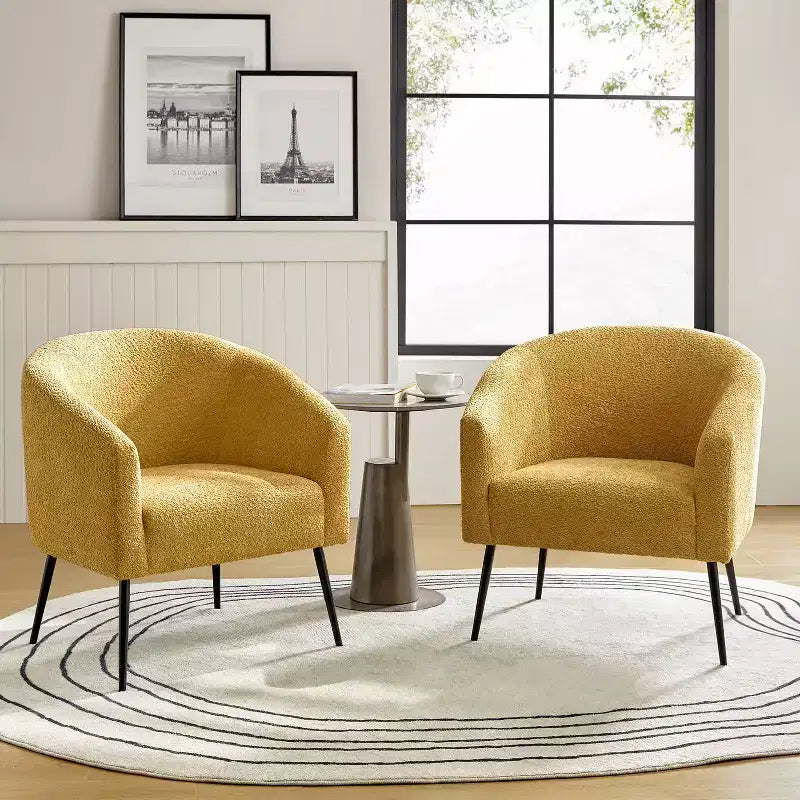 Guy Modern Boucle Armchair Set of 2 with metal leg ART OF LIVING DESIGNS