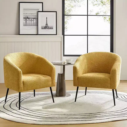 Guy Modern Boucle Armchair Set of 2 with metal leg ART OF LIVING DESIGNS