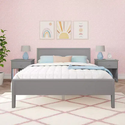 Max & Lily Letto matrimoniale, letto a piattaforma classico in legno massiccio con testiera a pannelli per bambini