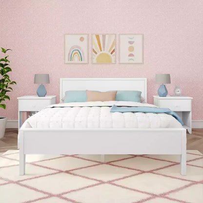 Max & Lily Letto matrimoniale, letto a piattaforma classico in legno massiccio con testiera a pannelli per bambini