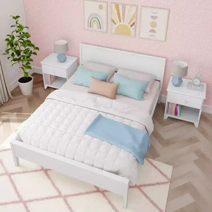 Max & Lily Letto matrimoniale, letto a piattaforma classico in legno massiccio con testiera a pannelli per bambini