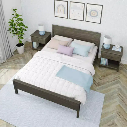 Max & Lily Letto matrimoniale, letto a piattaforma classico in legno massiccio con testiera a pannelli per bambini