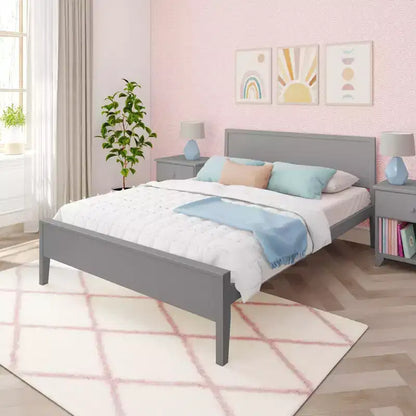 Max & Lily Letto matrimoniale, letto a piattaforma classico in legno massiccio con testiera a pannelli per bambini