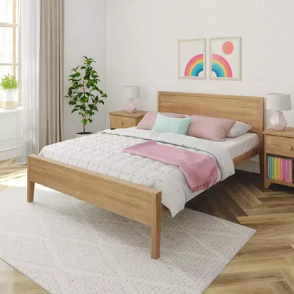 Max & Lily Letto matrimoniale, letto a piattaforma classico in legno massiccio con testiera a pannelli per bambini
