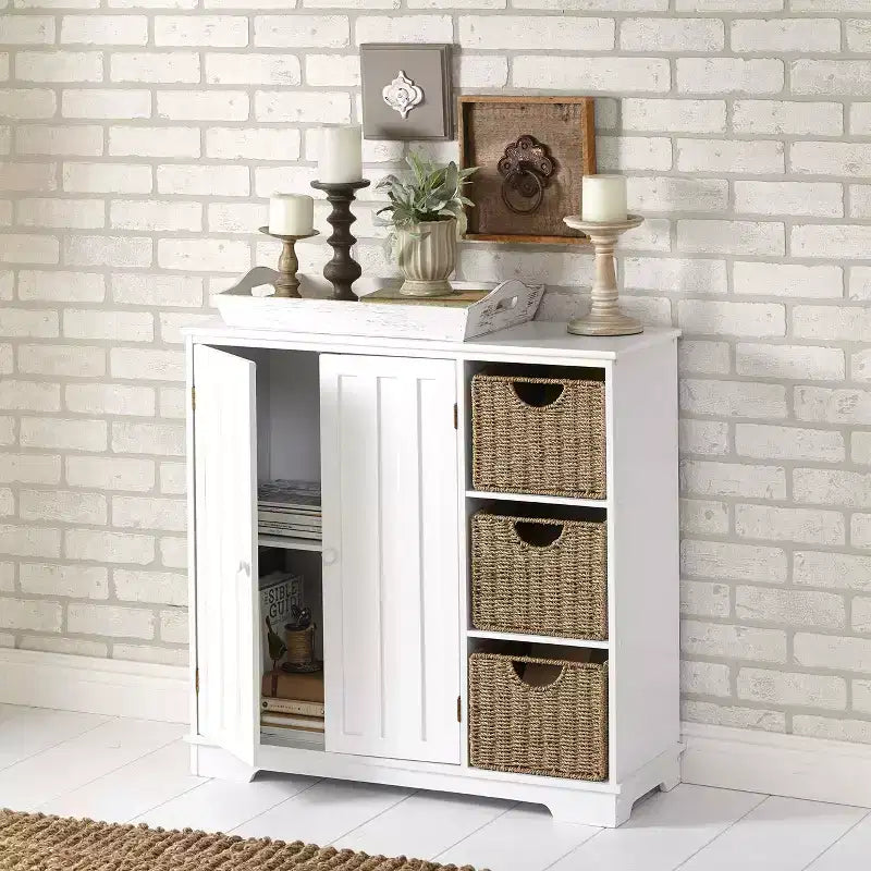 The Lakeside Collection Beadboard Buffet Cabinet - Sideboard with Storage