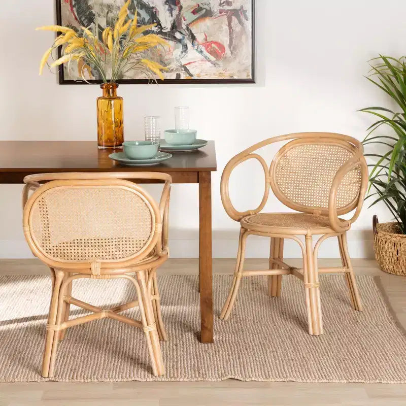 bali & pari Palesa Sedia da pranzo moderna in rattan stile bohémien