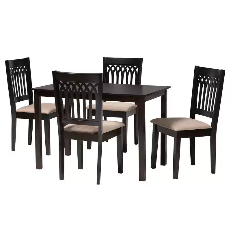 Baxton Studio Genesis Modern Fabric Wood Dining Set