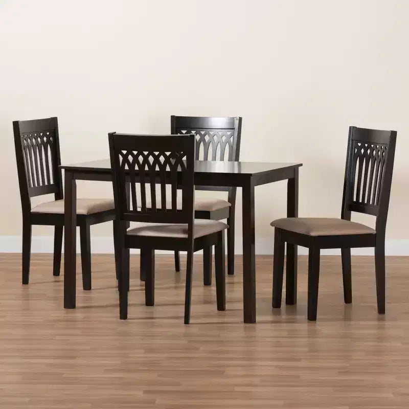 Baxton Studio Genesis Modern Fabric Wood Dining Set