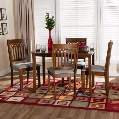 Baxton Studio Genesis Modern Fabric Wood Dining Set