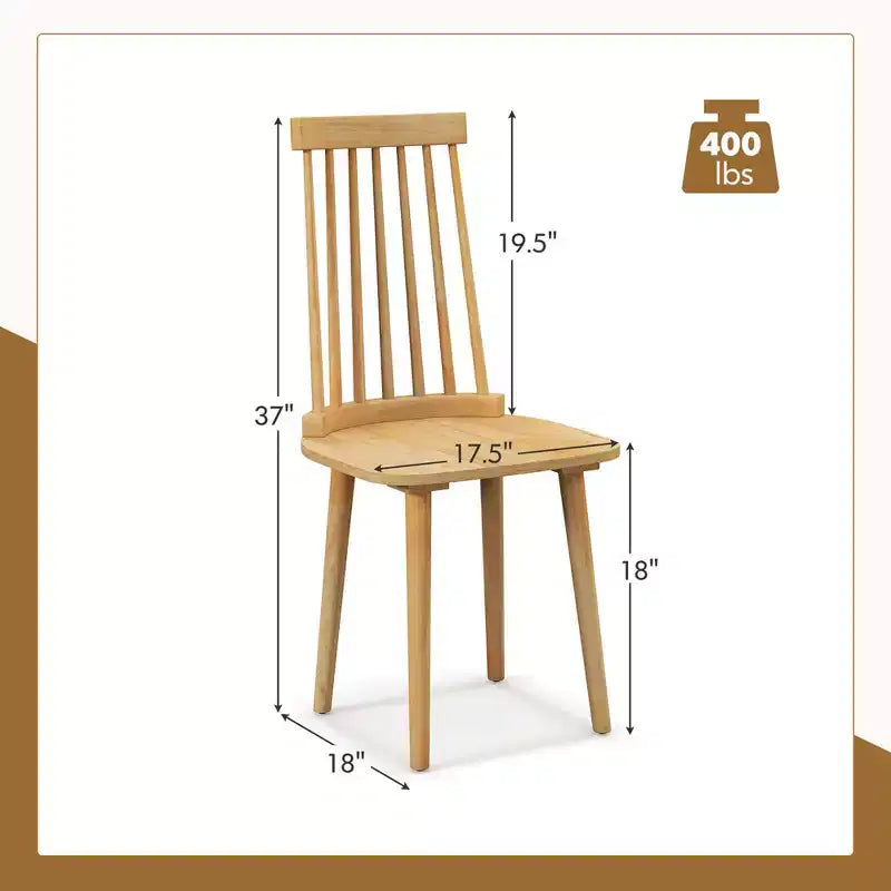 Costway Windsor Dining Chairs Set of 2/4 Dining Chairs with High Spindle Back Natural