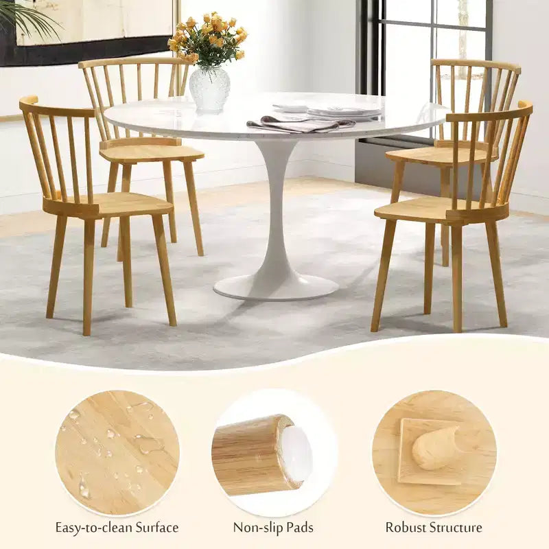 Costway Windsor Dining Chairs Set of 2/4 Dining Chairs with High Spindle Back Natural