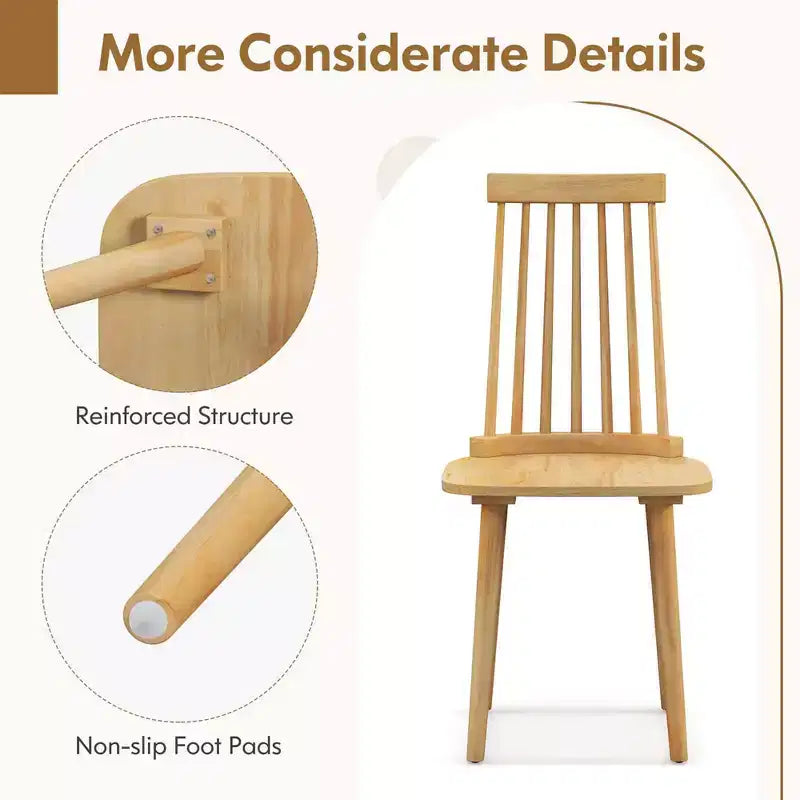 Costway Windsor Dining Chairs Set of 2/4 Dining Chairs with High Spindle Back Natural