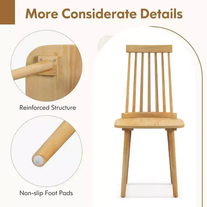 Costway Windsor Dining Chairs Set of 2/4 Dining Chairs with High Spindle Back Natural